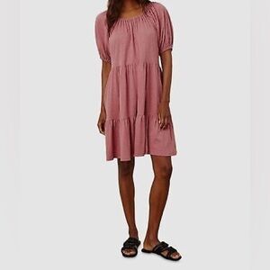 Velvet BY Graham & Spencer Women's Pink Neck-Tie Tiered Shift Dress